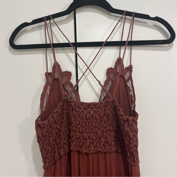 Free People One Adella Slip | Flowy Rust Red Dress | Size Small - Picture 4 of 8